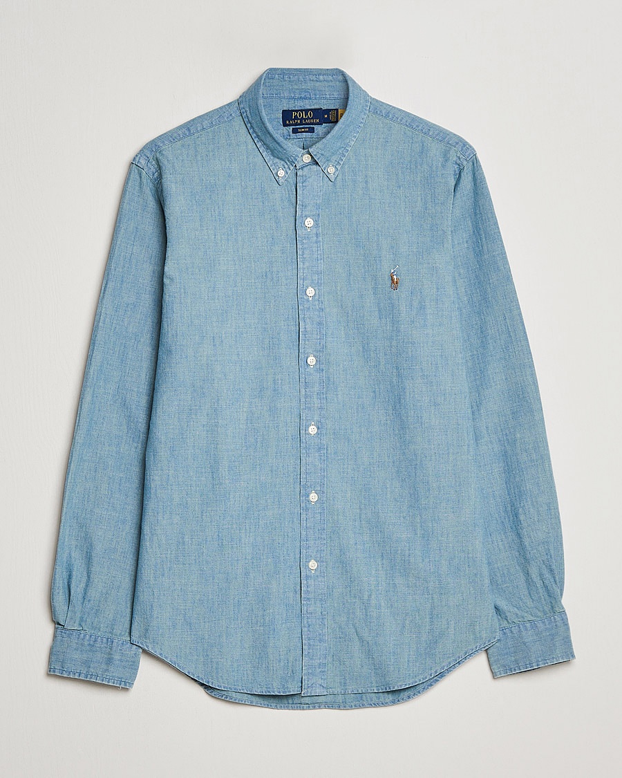 Polo Ralph Lauren Slim Fit Chambray Shirt Washed – Blau