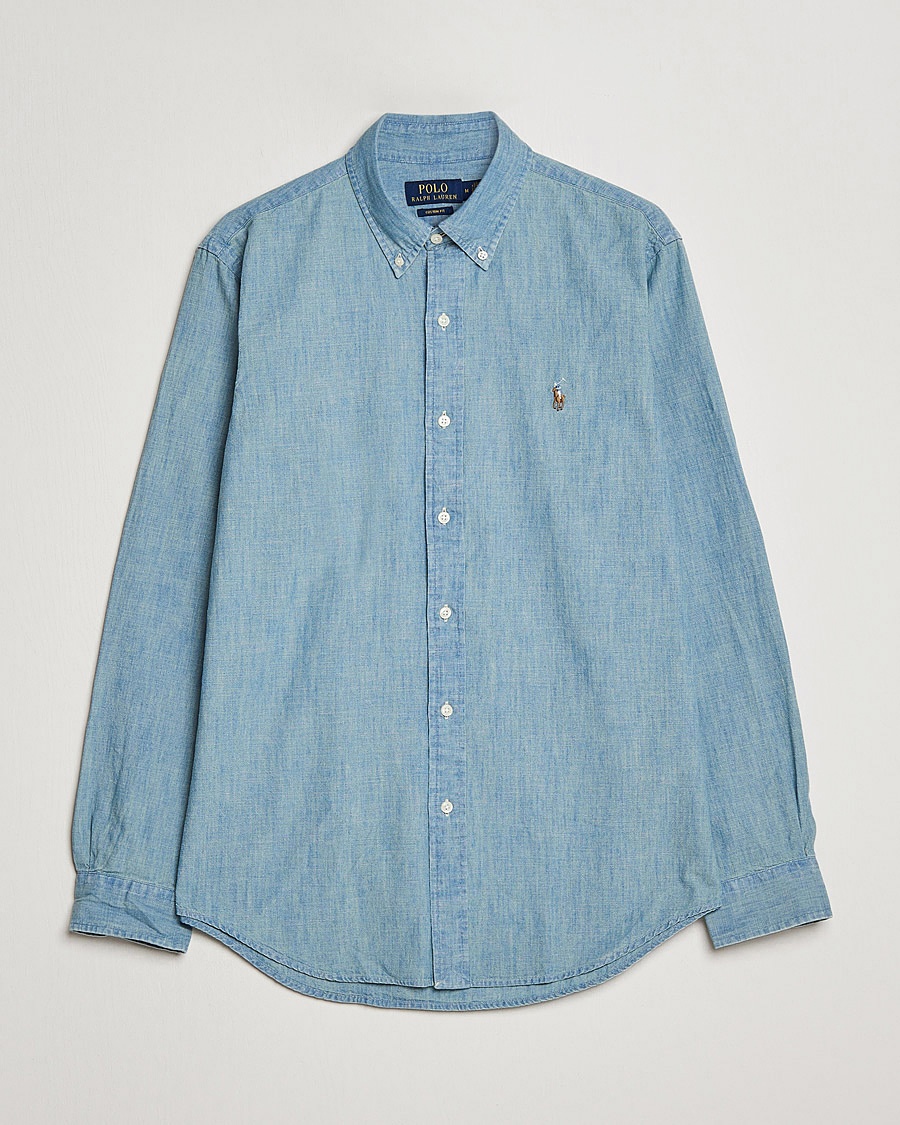 Polo Ralph Lauren Custom Fit Shirt Chambray Washed – Blau
