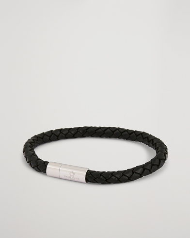 Herren |  | Skultuna | One Row Leather Bracelet Black Steel