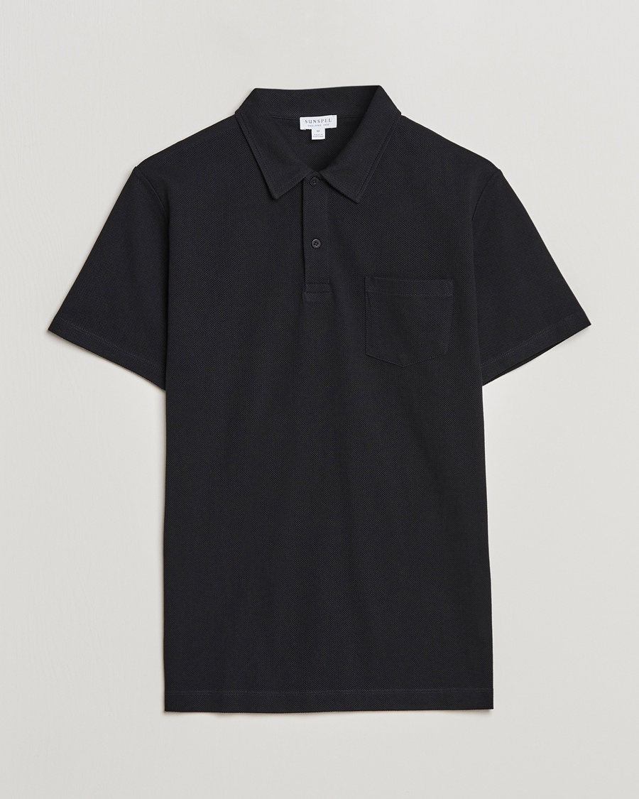 Sunspel Riviera Polo Shirt Black – Schwarz