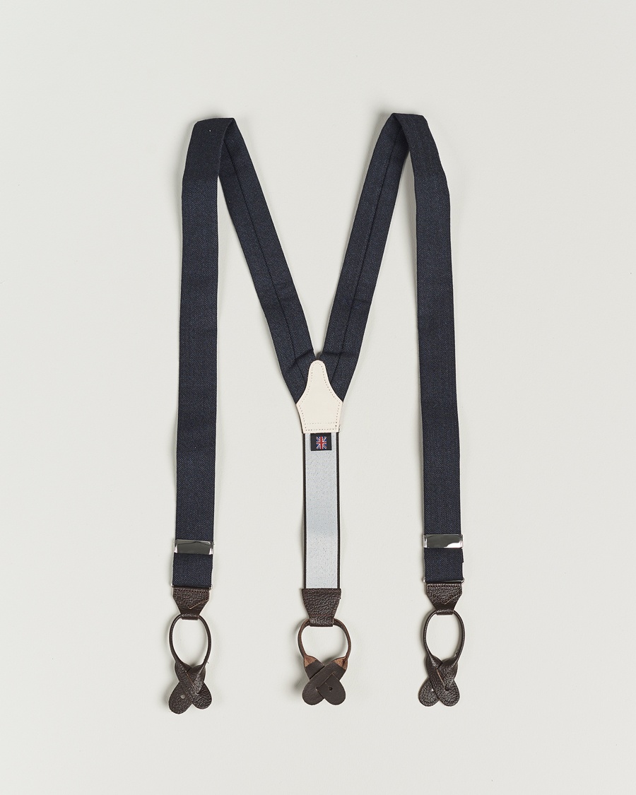 Albert Thurston Herringbone Braces 40mm Dark Blue – Blau
