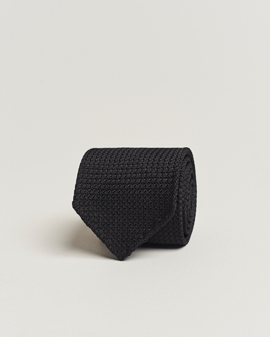 Herren | Festive | Drake's | Silk Grenadine Handrolled 8 cm Tie Black