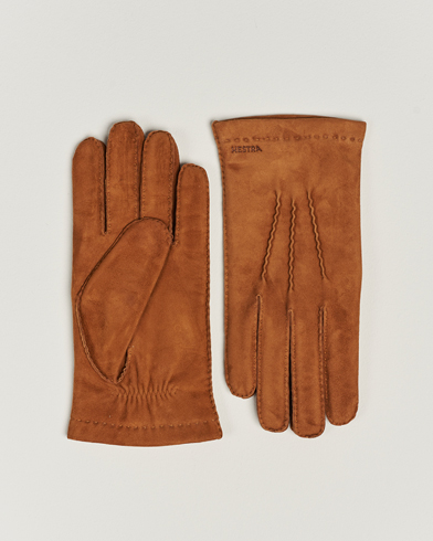 Herren | Wärmende Accessoires | Hestra | Arthur Wool Lined Suede Glove Cognac