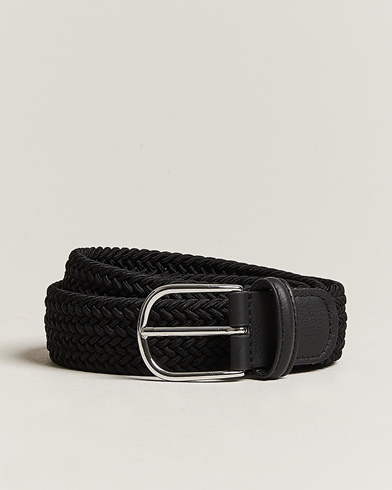 Herren | Geflochtene Gürtel | Anderson's | Stretch Woven 3,5 cm Belt Black