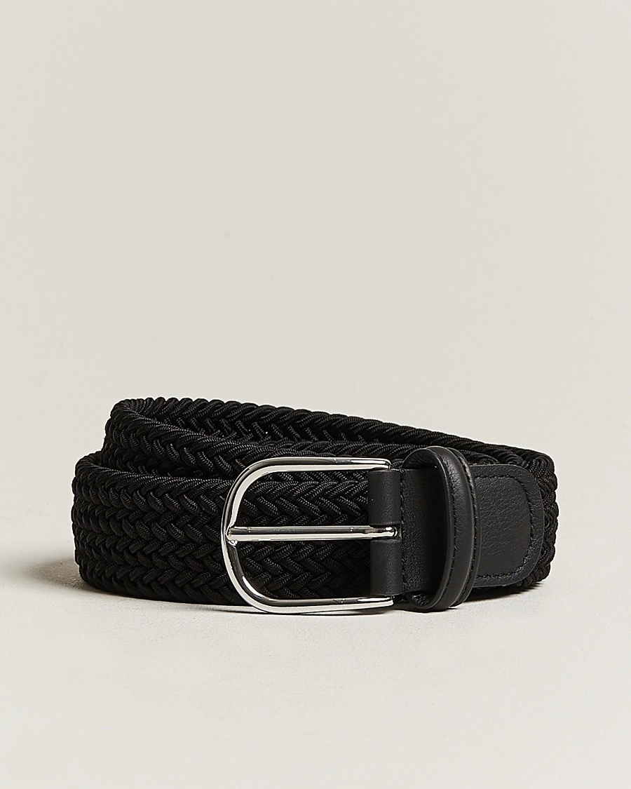 Anderson's Stretch Woven 3,5 cm Belt Black – Schwarz