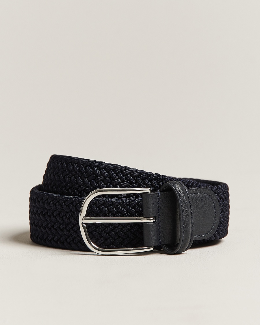 Anderson's Stretch Woven 3,5 cm Belt Navy – Blau