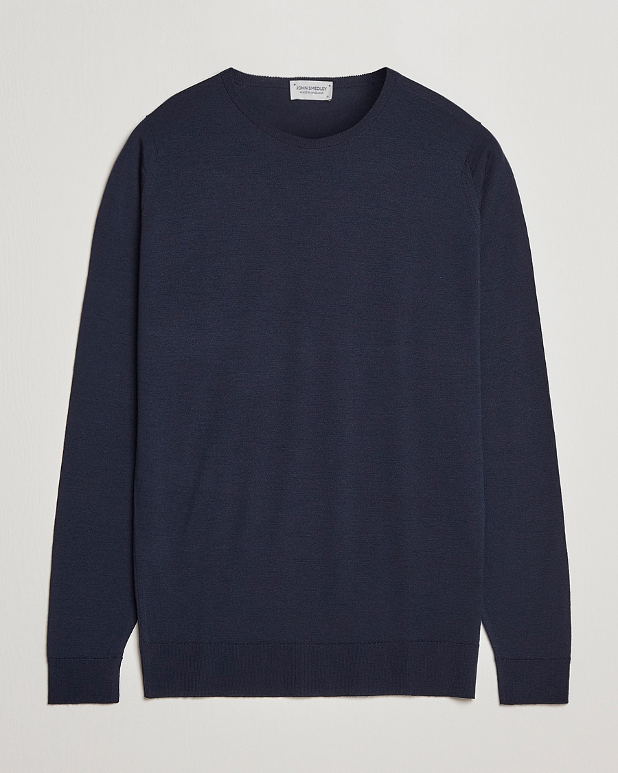 John Smedley Lundy Extra Fine Merino Crew Neck Midnight – Blau