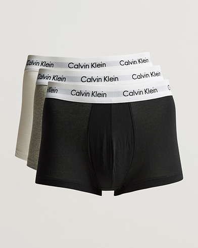 Herren | Trunks | Calvin Klein | Cotton Stretch Low Rise Trunk 3-Pack Black/White/Grey