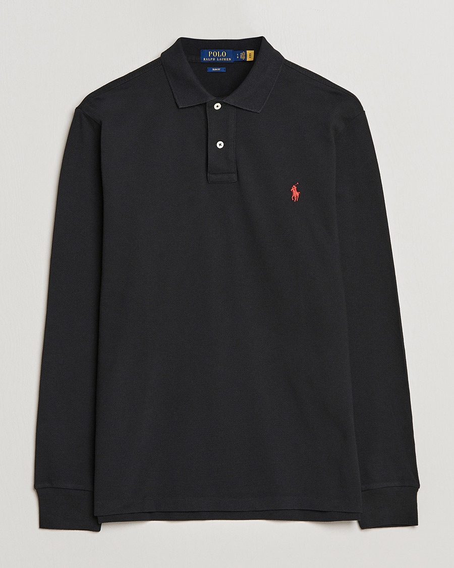 Polo Ralph Lauren Slim Fit Long Sleeve Polo Polo Black – Schwarz