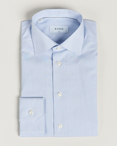 Herren | Formelle Hemden | Eton | Slim Fit Poplin Thin Stripe Shirt Blue/White