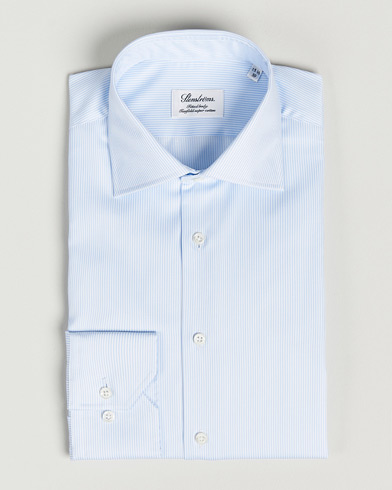 Herren |  | Stenströms | Fitted Body Thin Stripe Shirt White/Blue