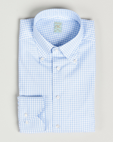 Herren | Stenströms | Stenströms | 1899 Slimline Button Down Check Shirt White/Blue