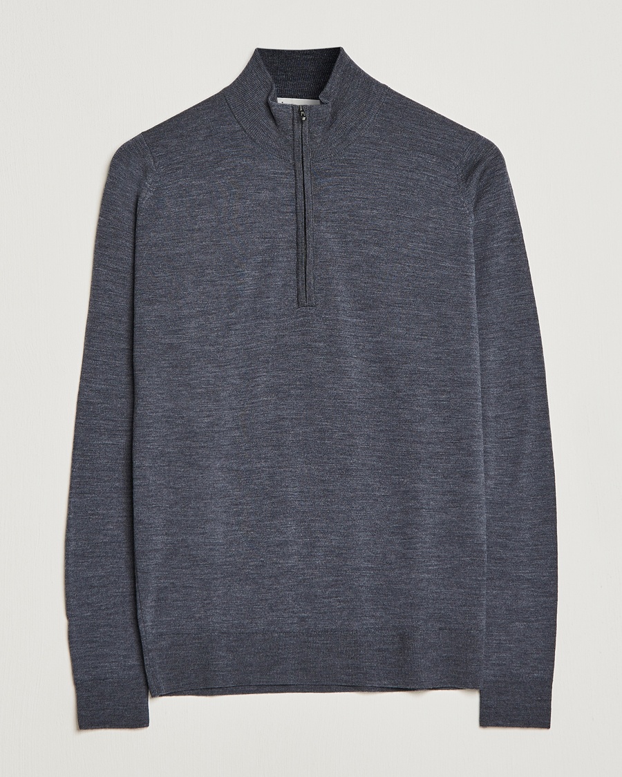 John Smedley Barrow Extra Fine Merino Half Zip Charcoal – Grau