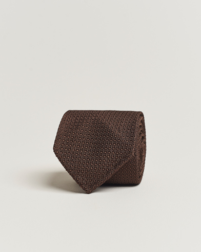 Herren | Festive | Drake's | Silk Grenadine Handrolled 8 cm Tie Brown
