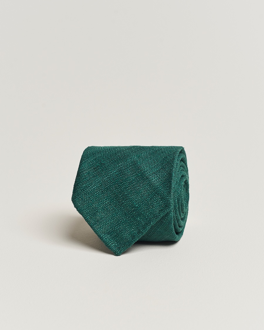 Drake's Silk Tussah Handrolled Tie Green – Grün