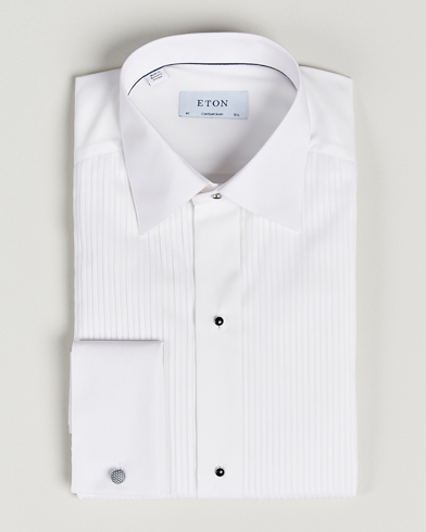 Herren | Black Tie | Eton | Custom Fit Tuxedo Shirt Black Ribbon White