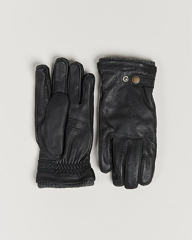 Herren | Handschuhe | Hestra | Utsjö Fleece Liner Buckle Elkskin Glove Black