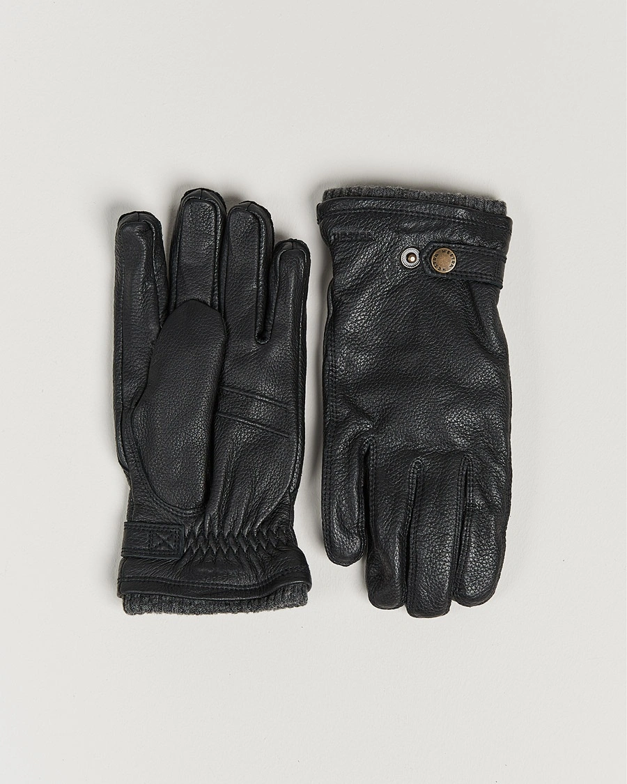 Hestra Utsjö Fleece Lined Buckle Elkskin Glove Black – Schwarz