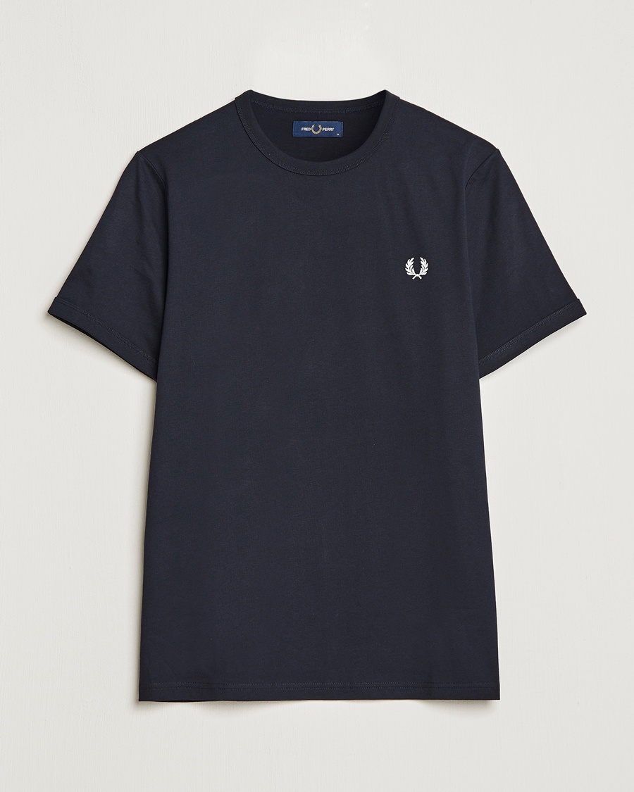Fred Perry Ringer Crew Neck Tee Navy – Blau