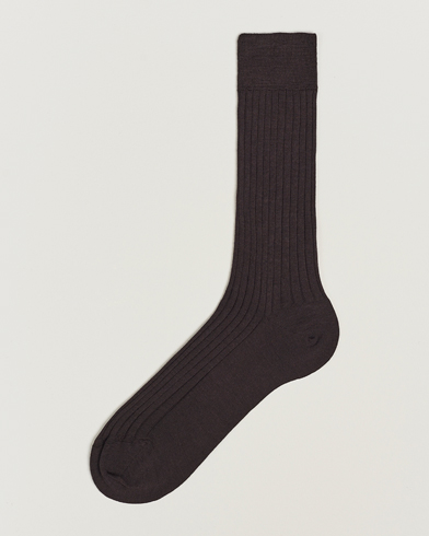 Herren |  | Bresciani | Wool/Nylon Ribbed Short Socks Brown