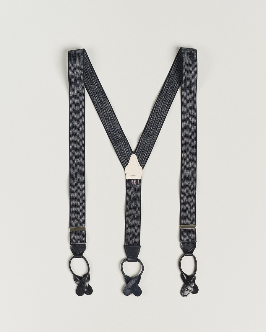 Albert Thurston Elastic Herringbone Braces 35mm Blue – Blau