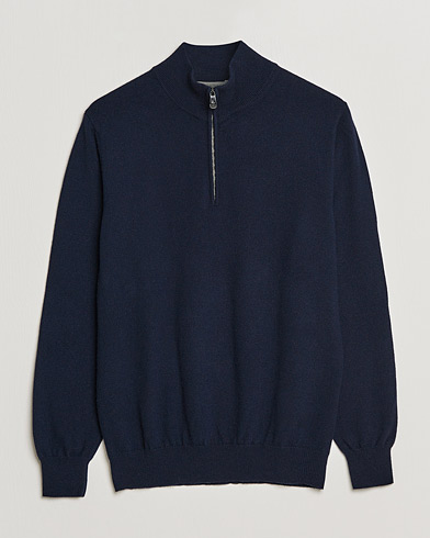 Herren | Half-zip | Piacenza Cashmere | Cashmere Half Zip Sweater Navy
