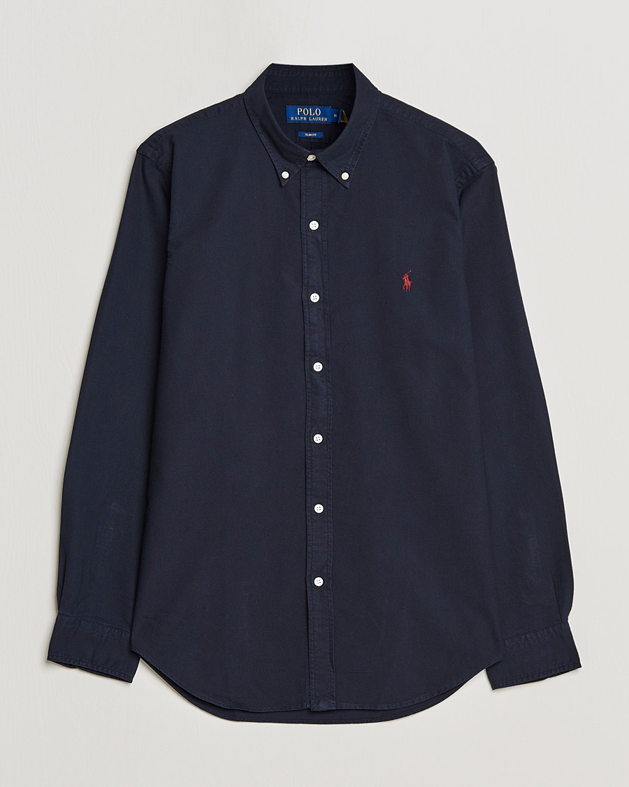 Polo Ralph Lauren Slim Fit Garment Dyed Oxford Shirt Navy – Blau