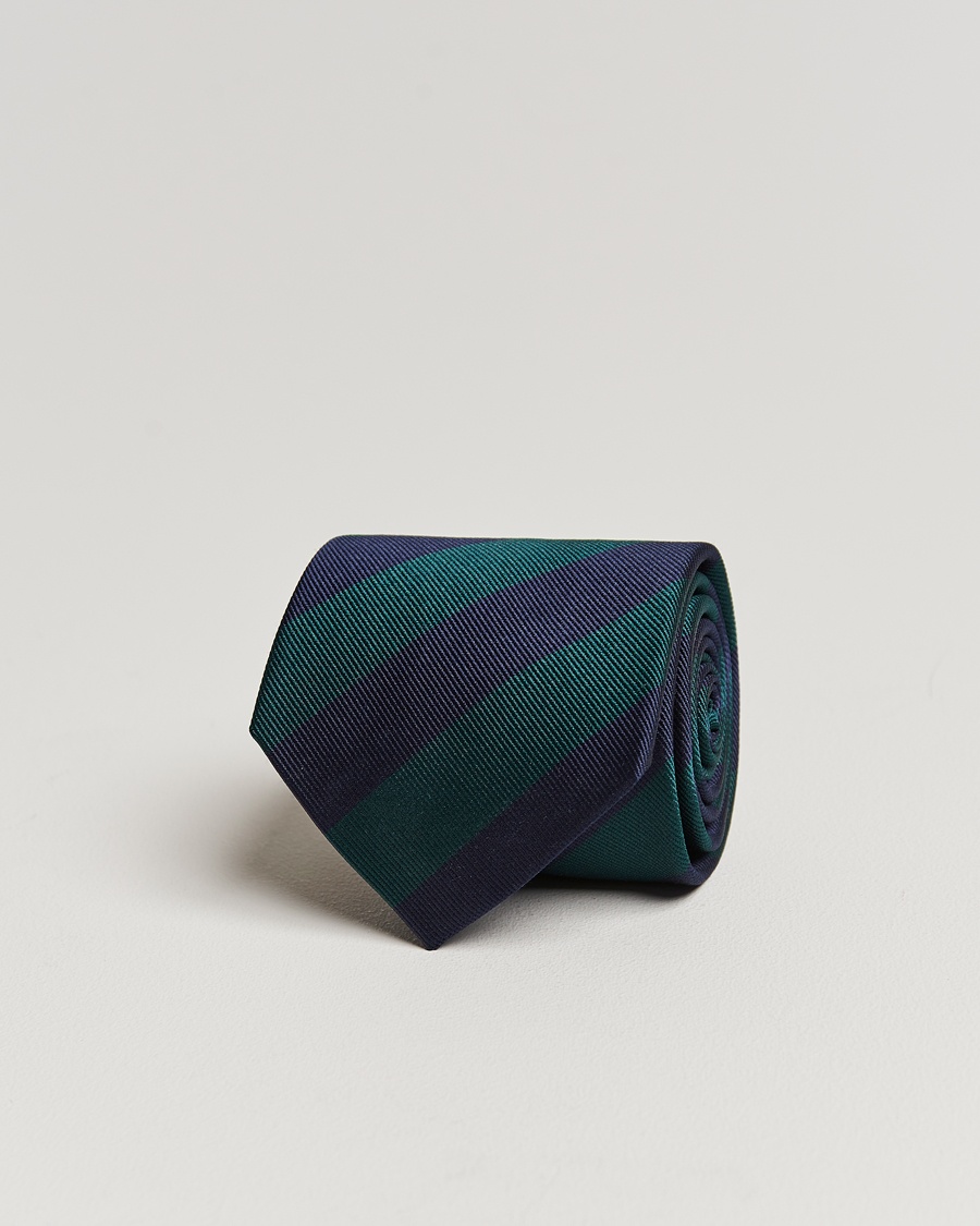 Amanda Christensen Regemental Stripe Classic Tie 8 cm Green/Navy – Blau