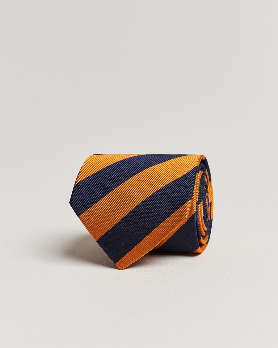 Amanda Christensen Regemental Stripe Classic Tie 8 cm Orange/Navy – Blau