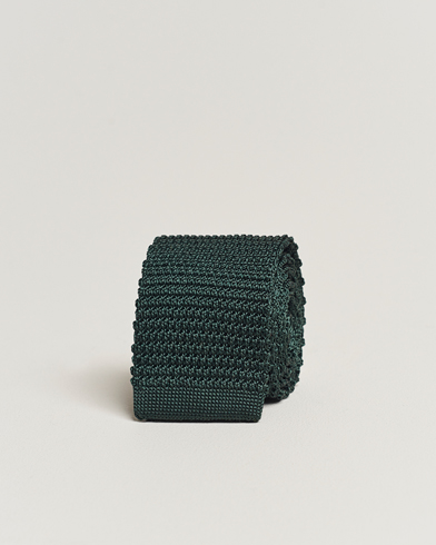 Herren | Festive | Amanda Christensen | Knitted Silk Tie 6 cm Green