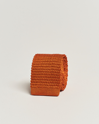 Herren | Business Casual | Amanda Christensen | Knitted Silk Tie 6 cm Orange