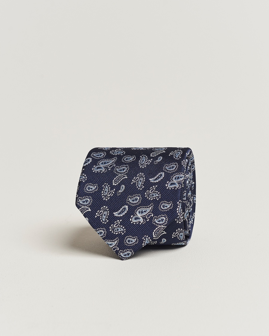 Amanda Christensen Paisley Woven Silk Tie 8 cm Navy – Blau