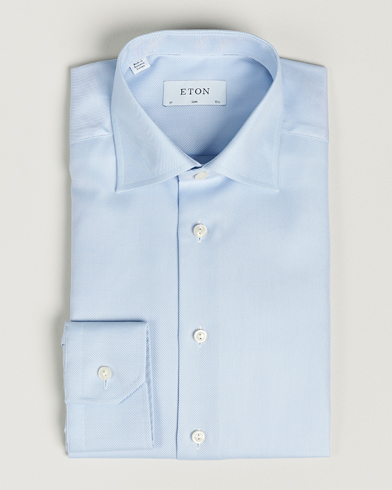 Herren | Businesshemden | Eton | Slim Fit Textured Twill Shirt Blue