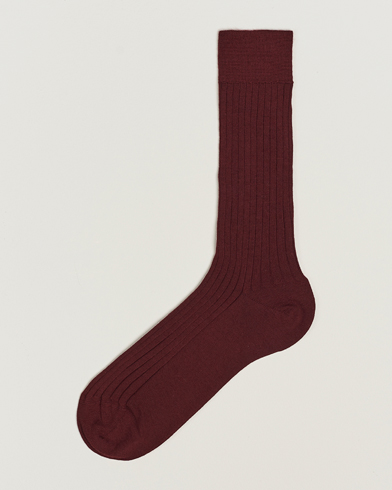 Herren |  | Bresciani | Wool/Nylon Ribbed Short Socks Burgundy