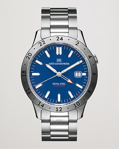 Herren | Uhren | Sjöö Sandström | Royal Steel Worldtimer 41mm Blue with Steel