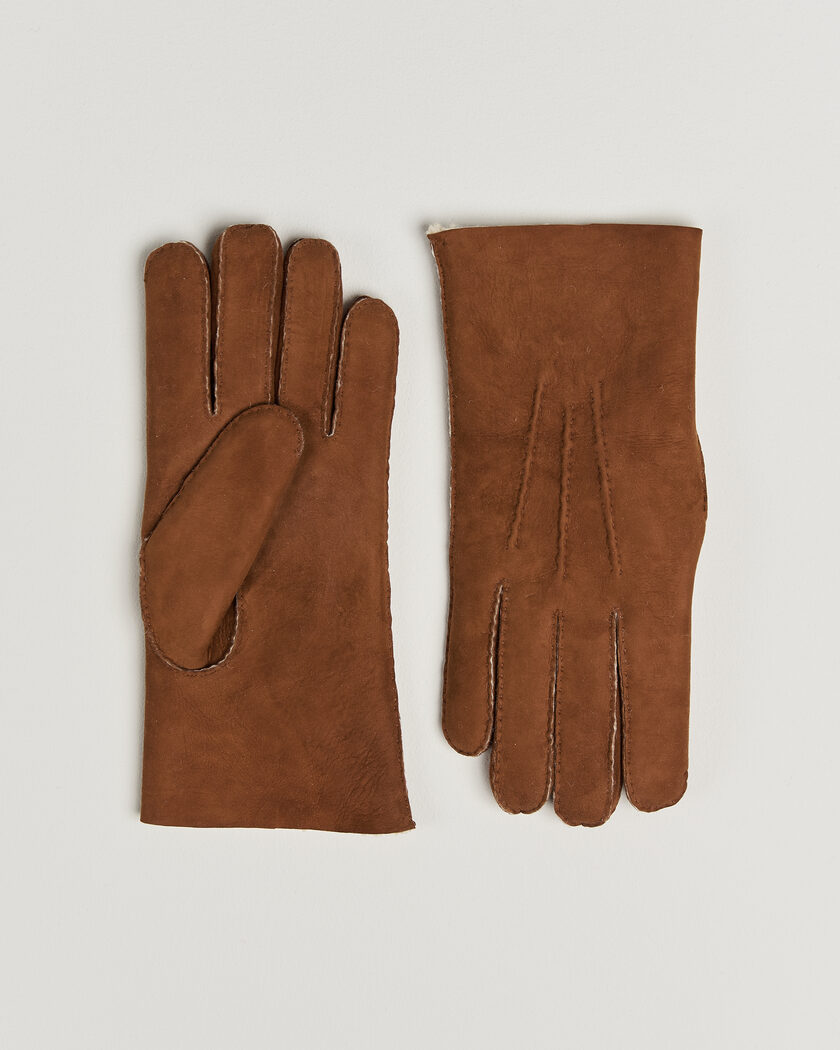 Hestra Lambskin Suede Handsewn Glove Congac – Braun