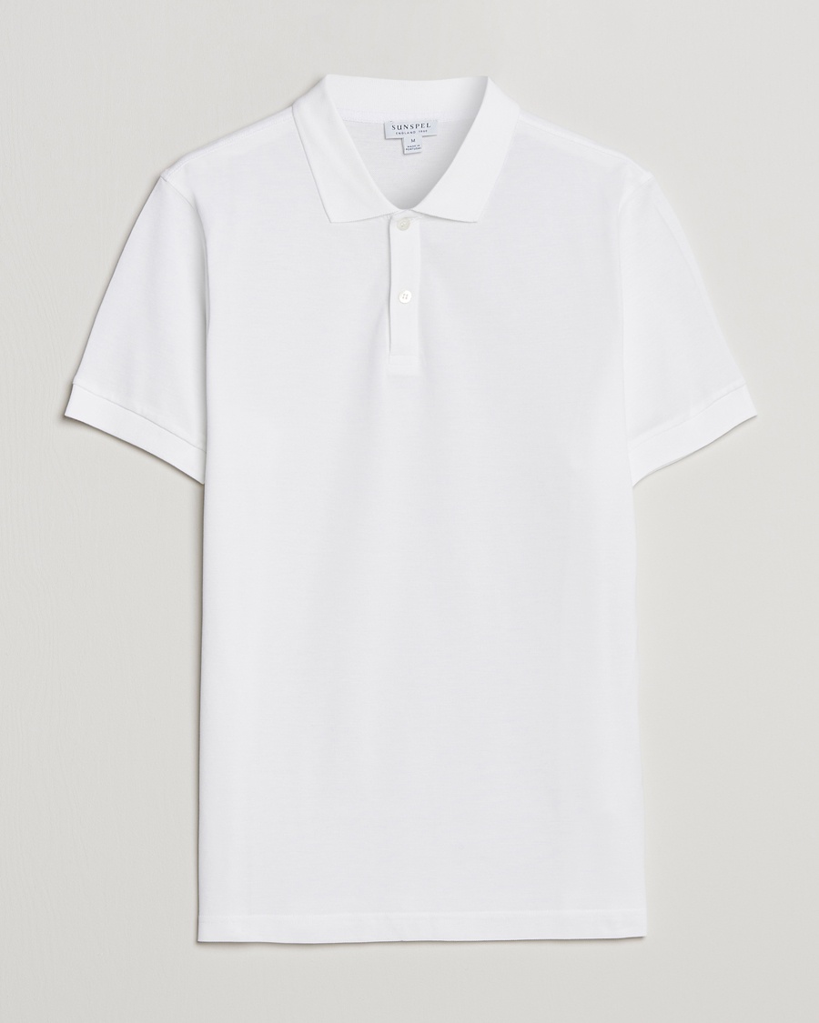 Sunspel Short Sleeve Pique Polo White – Weiß