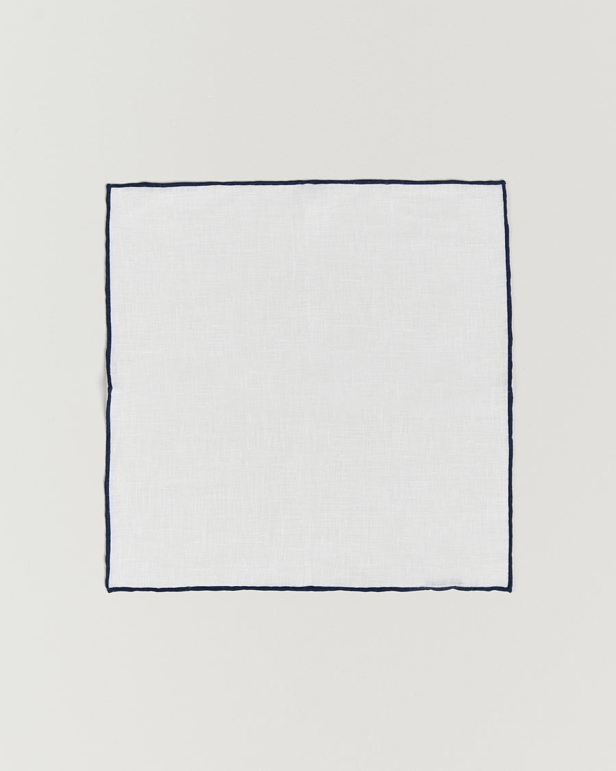 Amanda Christensen Linen Paspoal Pocket Square White/Navy – Weiß