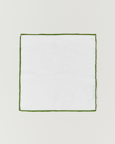 Herren | Business Casual | Amanda Christensen | Linen Paspoal Pocket Square White/Green