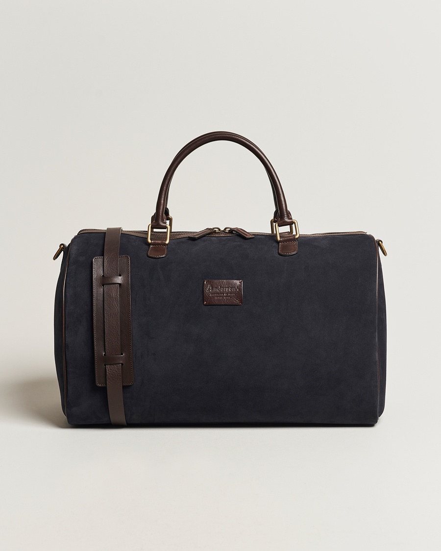 Anderson's Boston Suede Weekendbag Navy/Brown – Blau