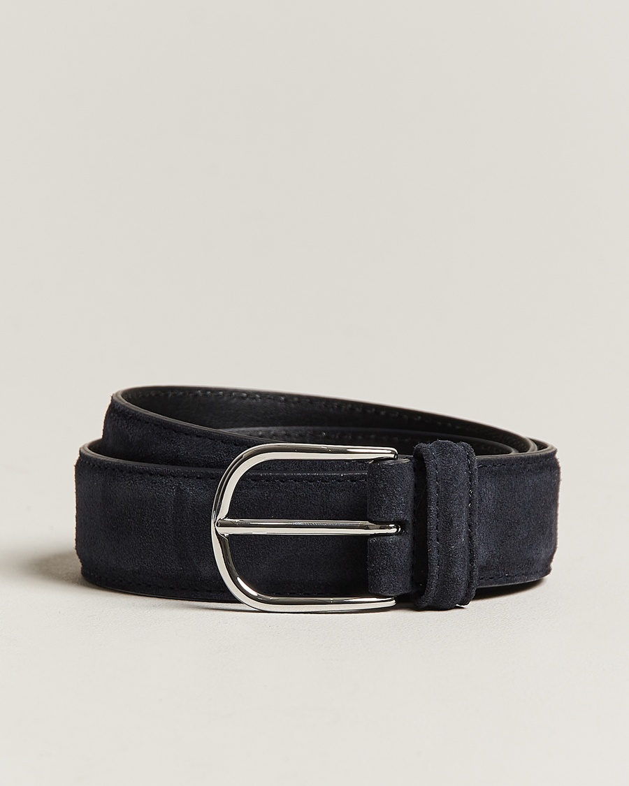 Anderson's Suede 3,5 cm Belt Navy – Blau