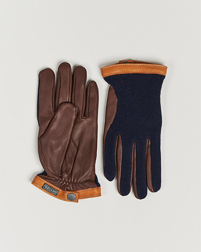 Herren | Unter 100 | Hestra | Deerskin Wool Tricot Glove Blue/Brown