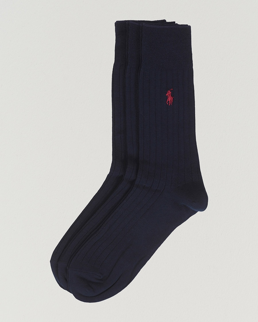 Polo Ralph Lauren 3-Pack Egyptian Rib Crew Socks Navy – Blau