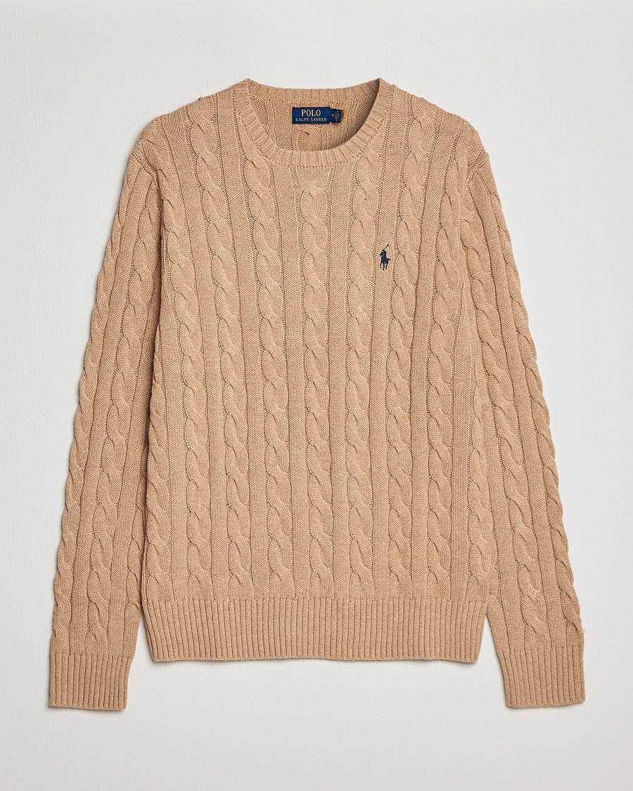 Polo Ralph Lauren Cotton Cable Pullover Camel Melange – Beige