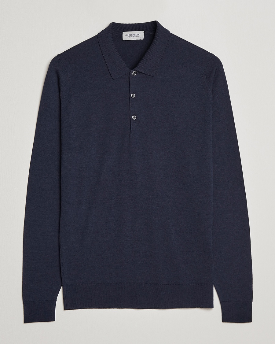 John Smedley Belper Extra Fine Merino Polo Pullover Midnight – Blau