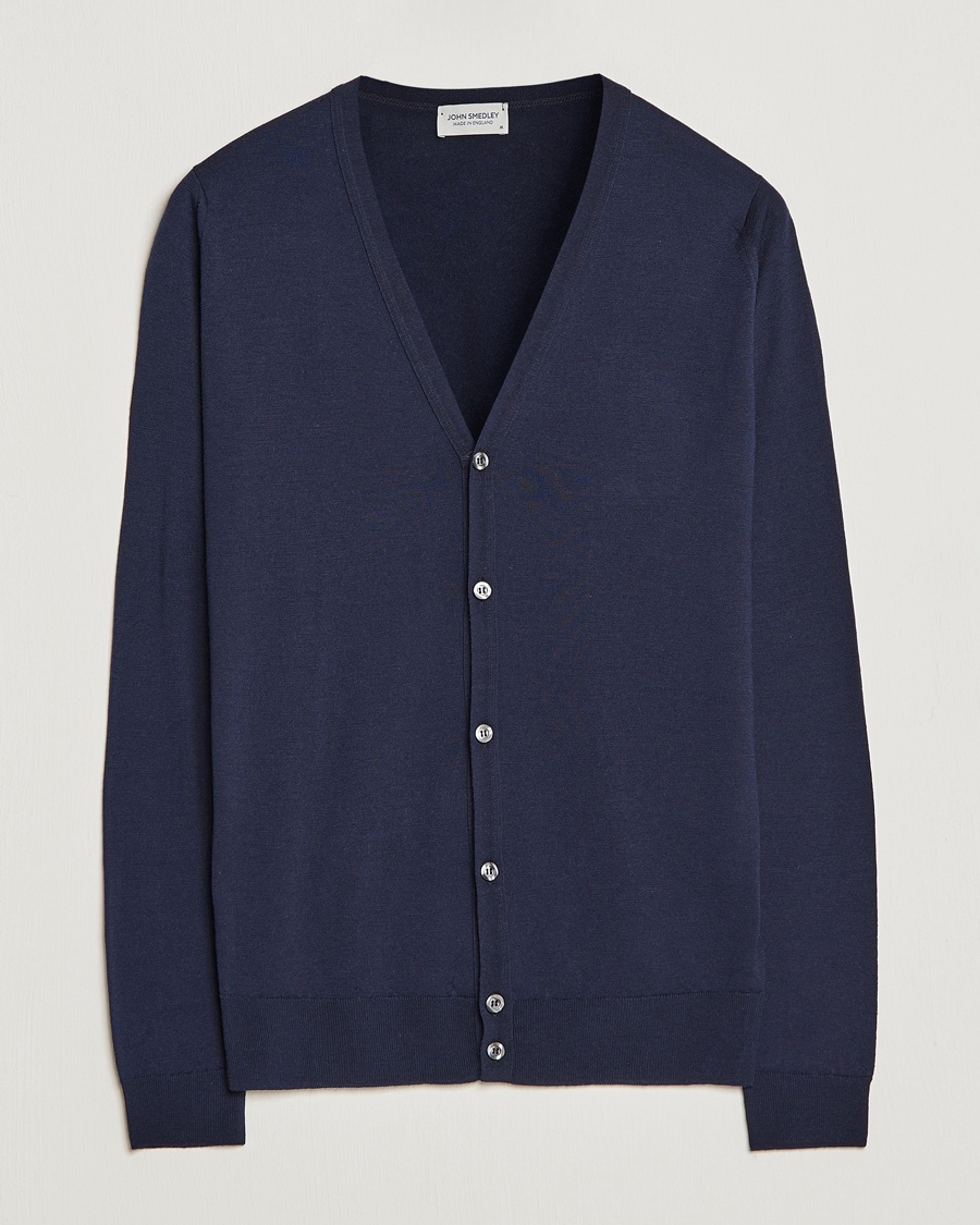 John Smedley Petworth Extra Fine Merino Cardigan Midnight – Blau