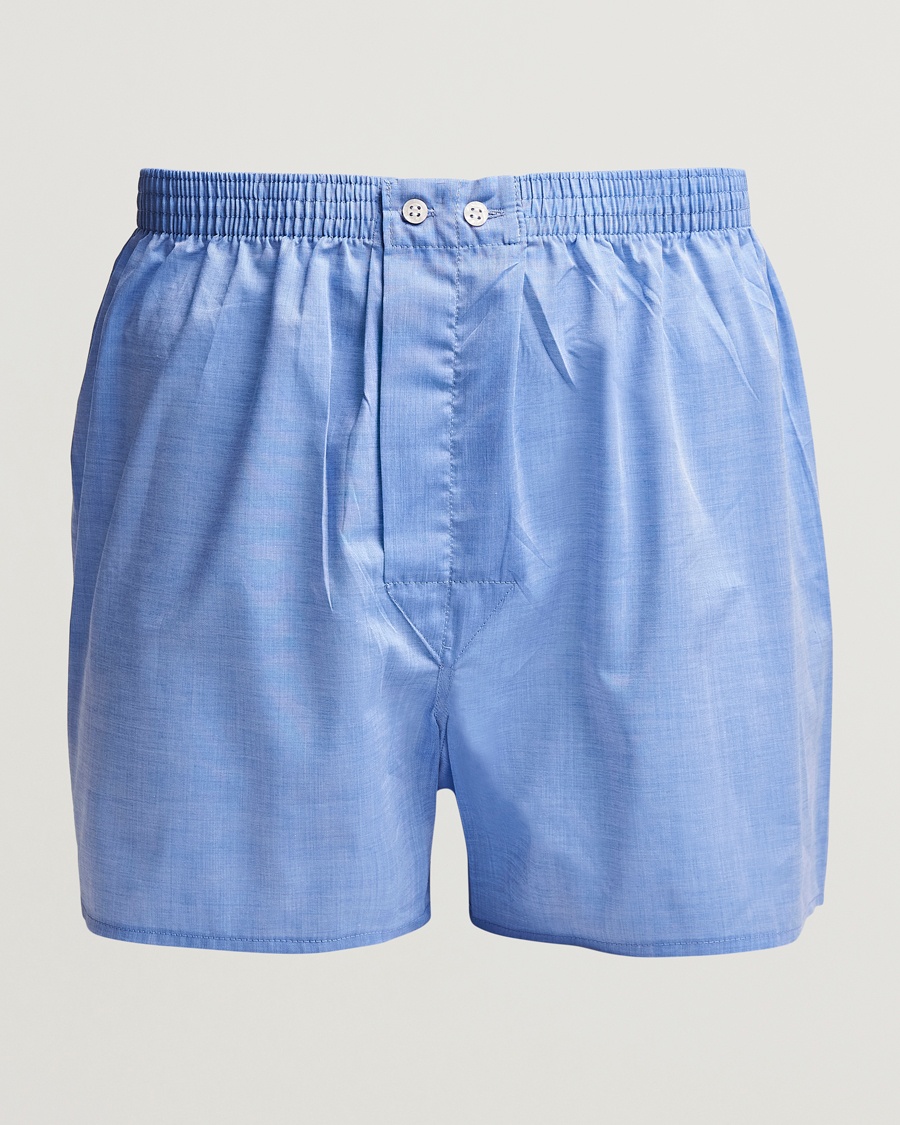 Derek Rose Classic Fit Cotton Boxer Shorts Blue – Blau