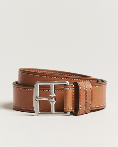 Herren | Italian Department | Anderson's | Bridle Stiched 3,5 cm Leather Belt Tan