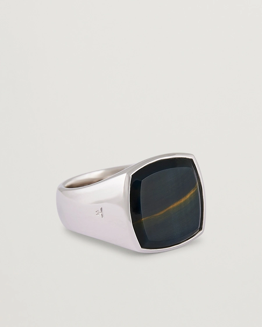 Tom Wood Cushion Blue Hawk Eye Ring Silver – Blau