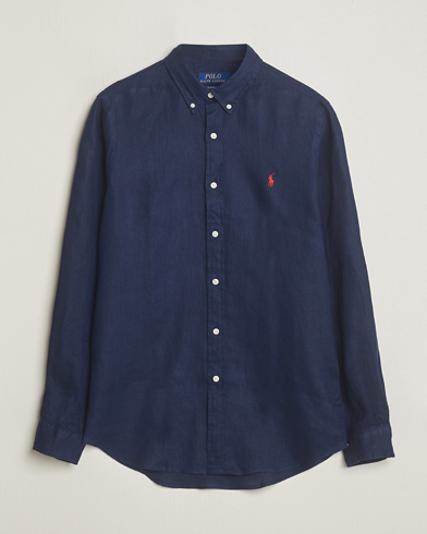 Herren | Alte Produktbilder | Polo Ralph Lauren | Slim Fit Linen Button Down Shirt Newport Navy